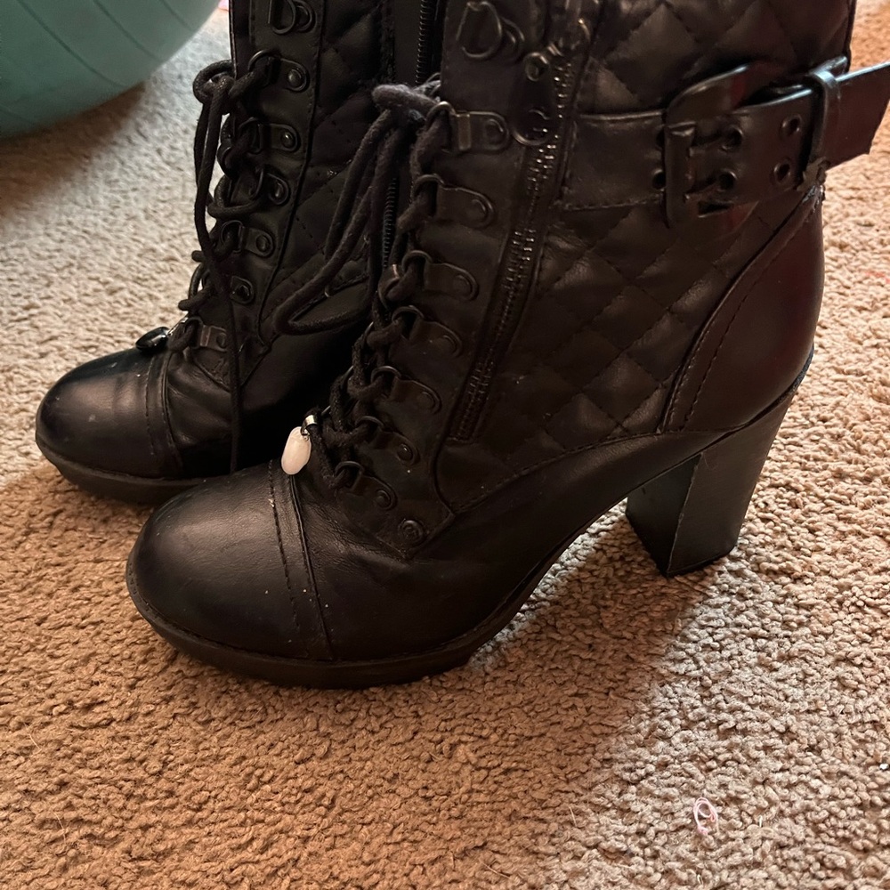Black heel combat boots